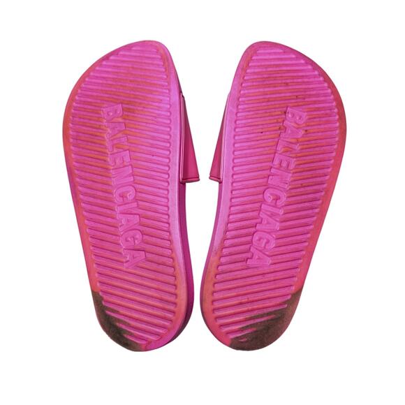 Balenciaga Fluo Pink Logo Rubber Beach Pool Slides Sandals Size 39 - Picture 8 of 8